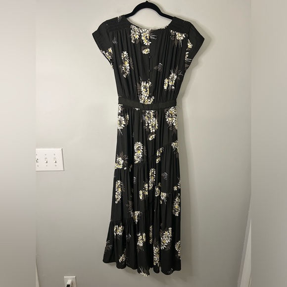 Free People All I Got Black Floral Printe Dav-Neck Bohemian Maxi Dress - Picture 9 of 11